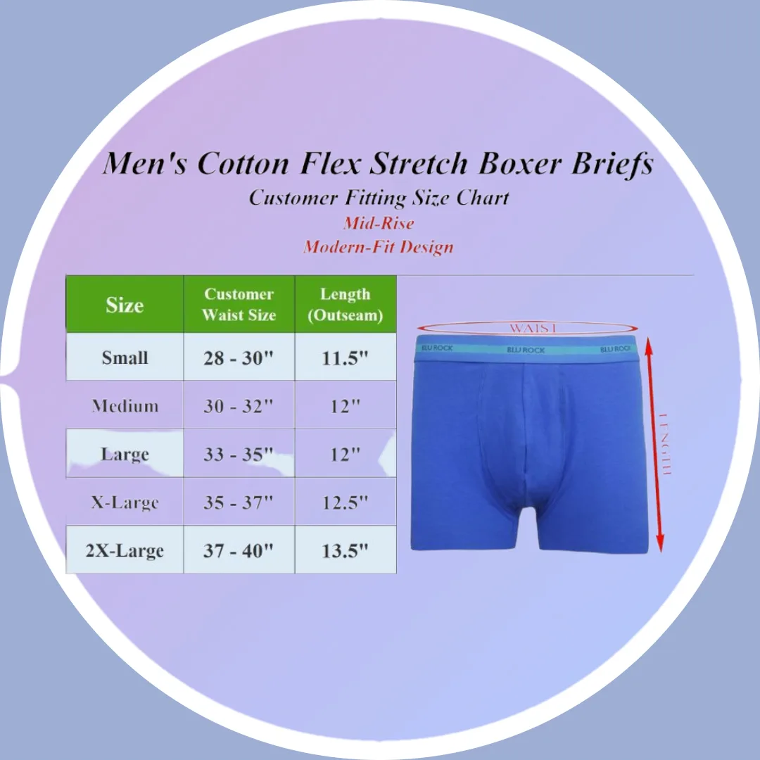 New 3-Pack BLU ROCK Men's 2XL Cotton Flex Stretch Boxer Briefs image indicator(4)