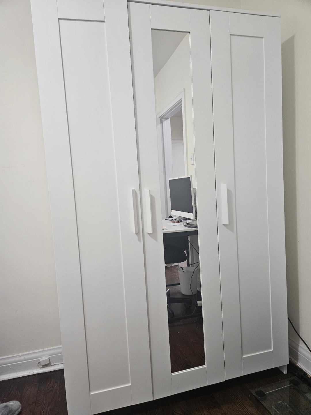 White Wardrobe Armoire with Mirror - photo 5