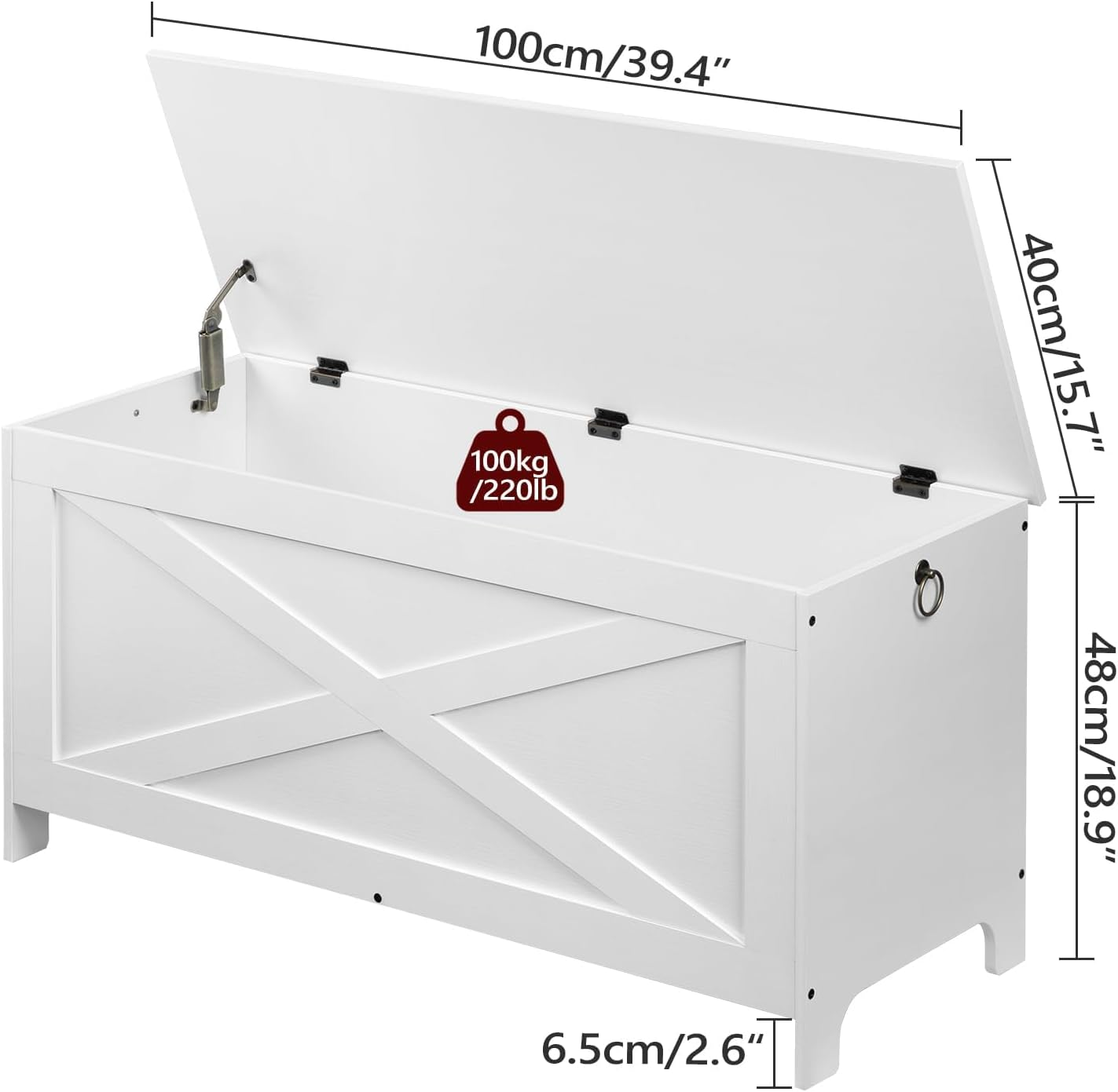 White Wooden Storage Bench - photo 3