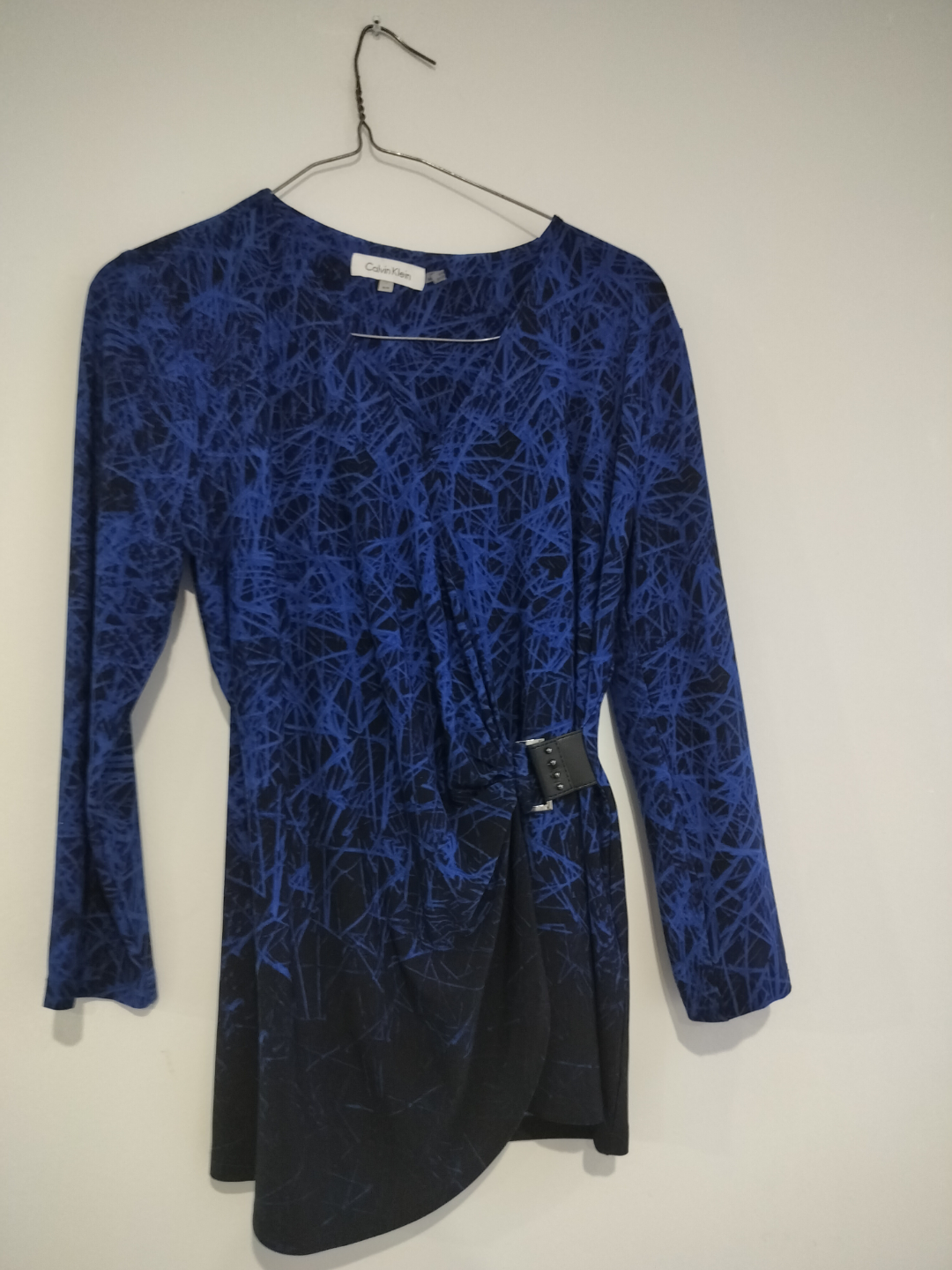 Calvin Klein Women's Blue and Black Wrap Blouse