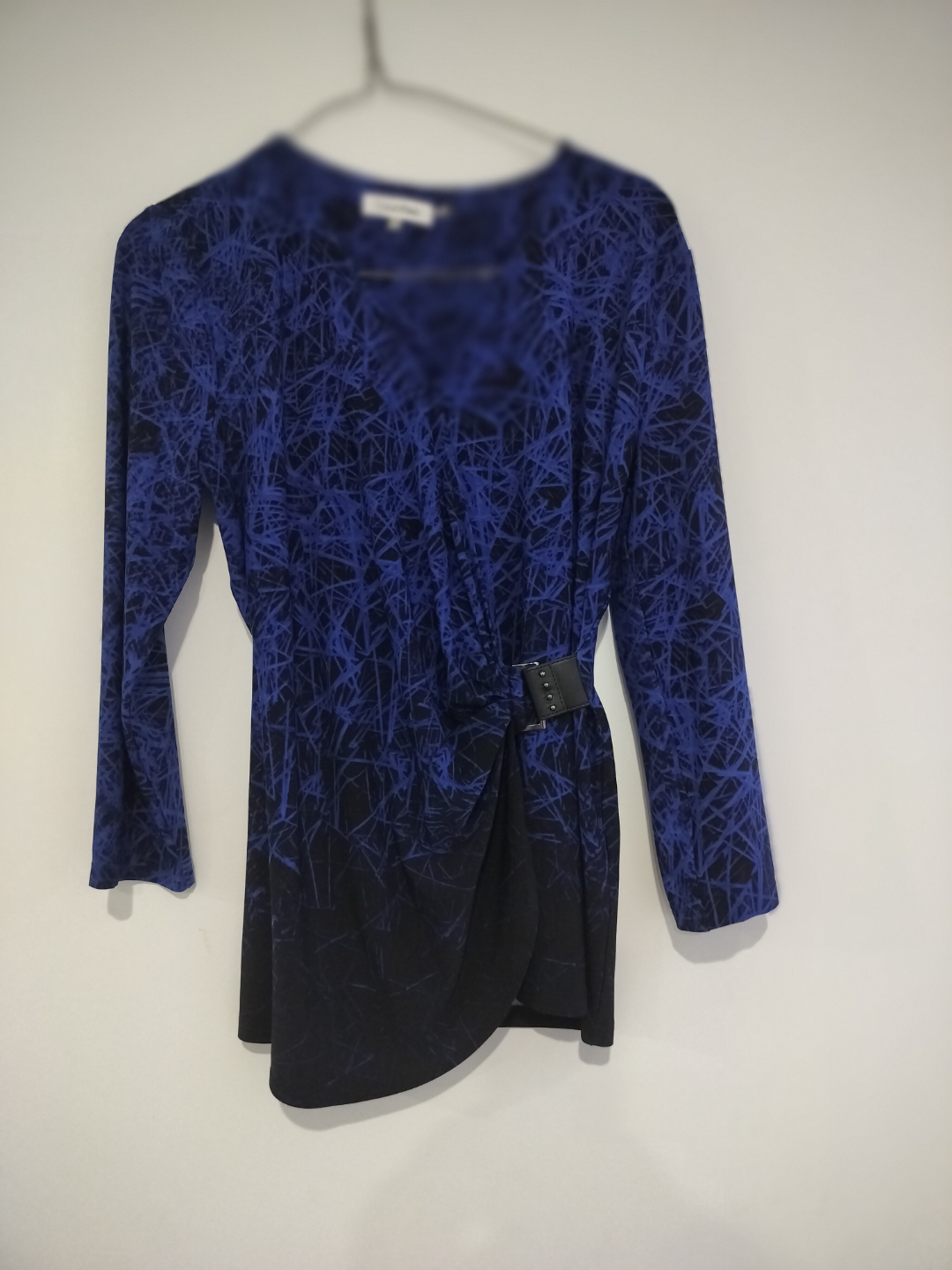Calvin Klein Women's Blue and Black Wrap Blouse - photo 2