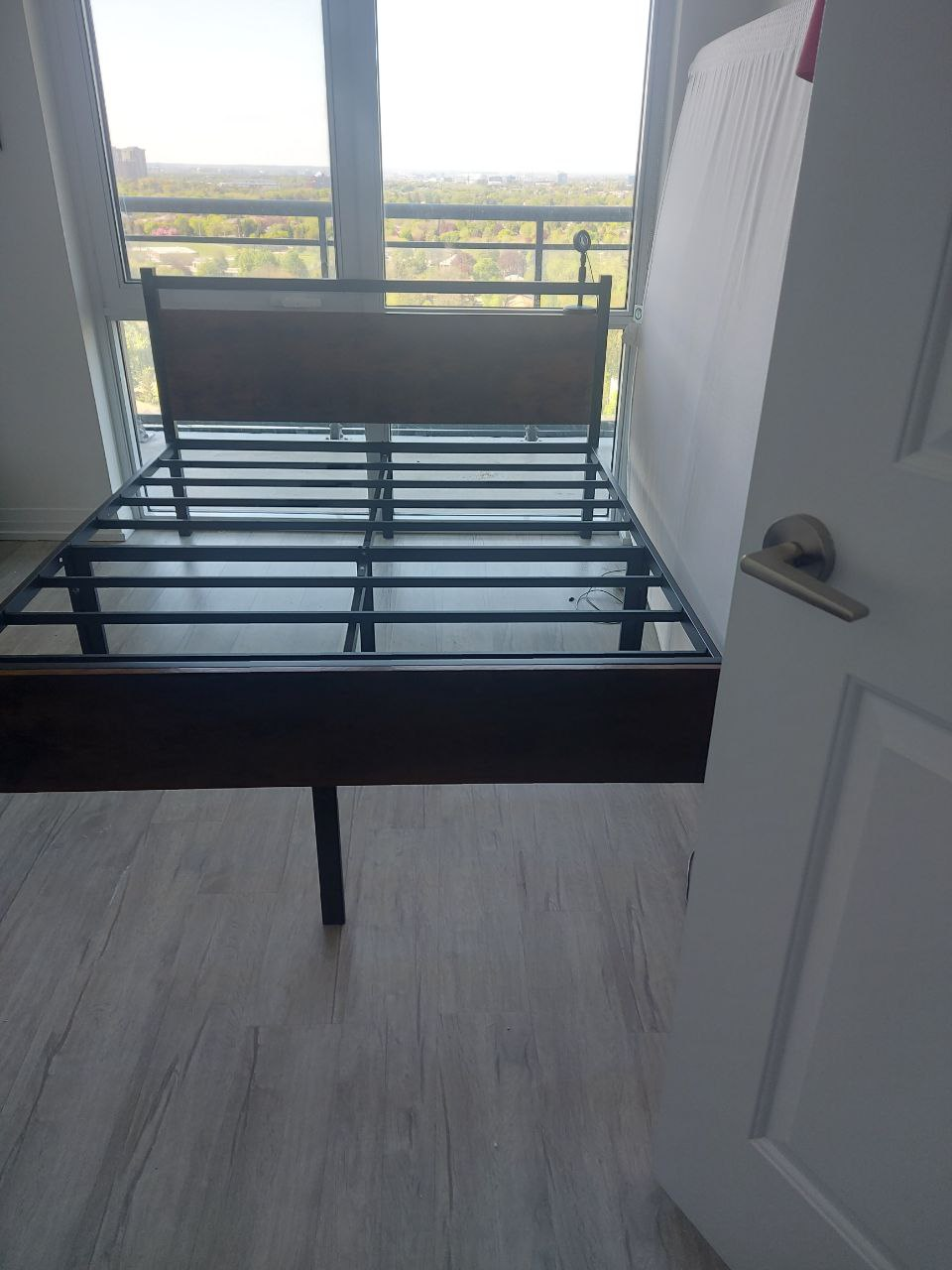 Queen Metal Bed Frame with Wooden Headboard - photo 3