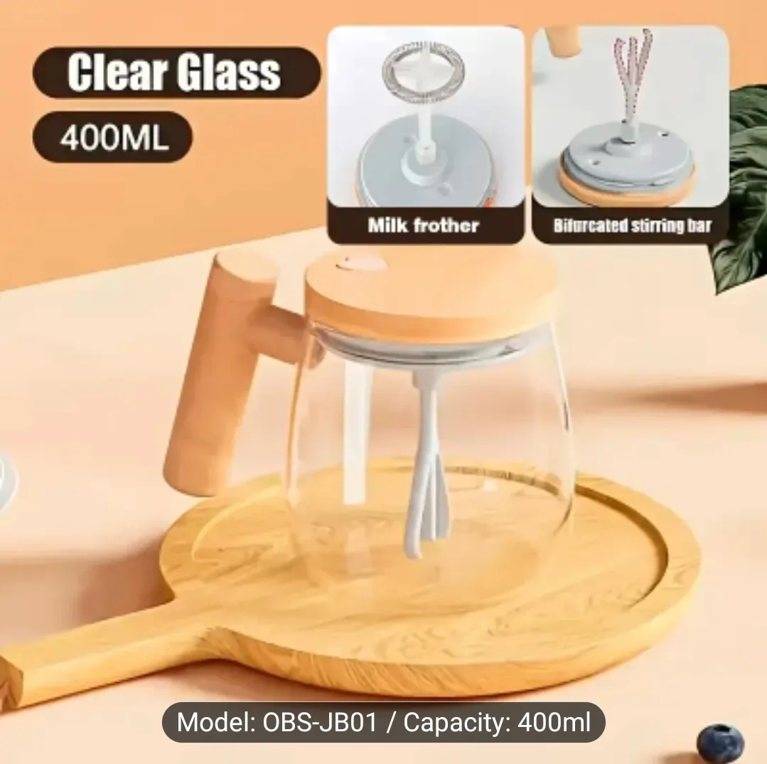 🆕OBS Electric Milk Frother with Wooden Handle image indicator(4)