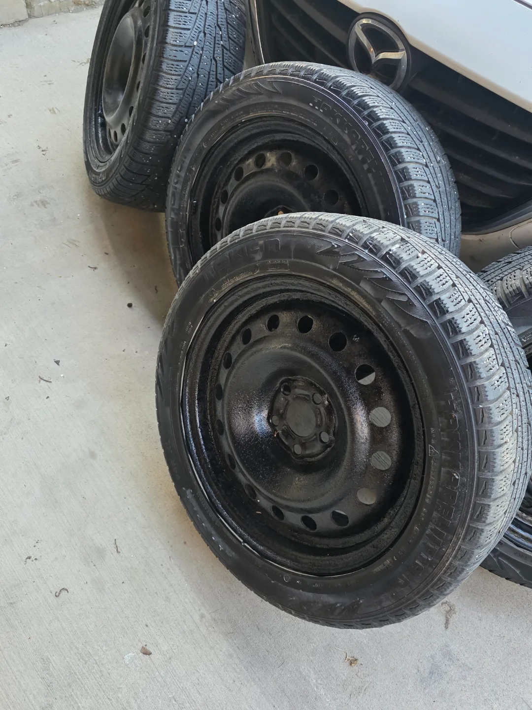 Four Used Nokian Hakkapeliitta R2 Winter Tires on Steel Rims thumbnail