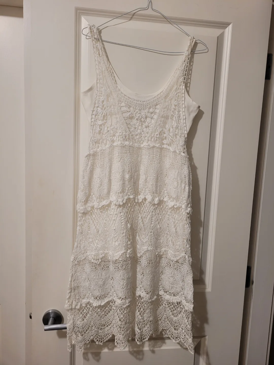 BRAND NEW White Crochet Lace Dress with Slip image indicator(2)