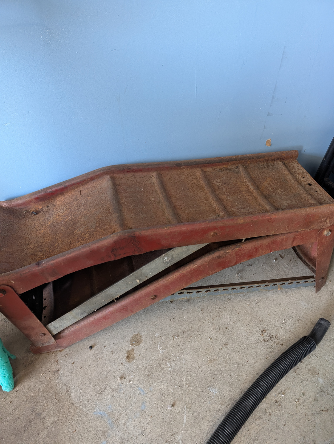 Vintage Rusty Red Metal Car Ramp