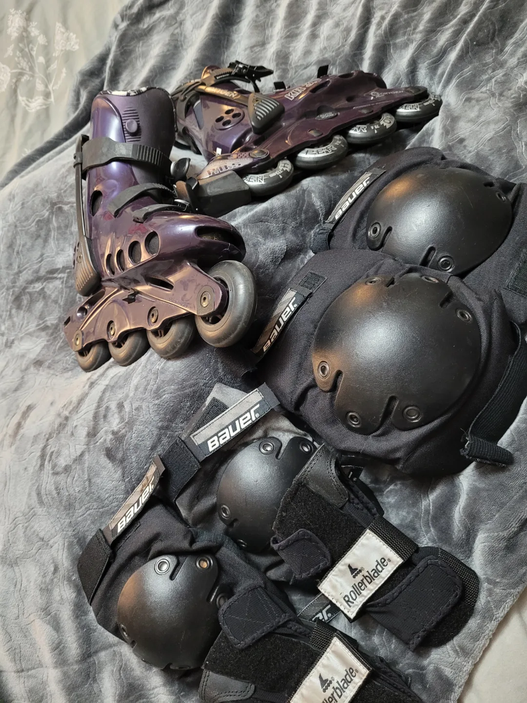 Vintage Roller Blades with Bauer Protective Gear image indicator(8)