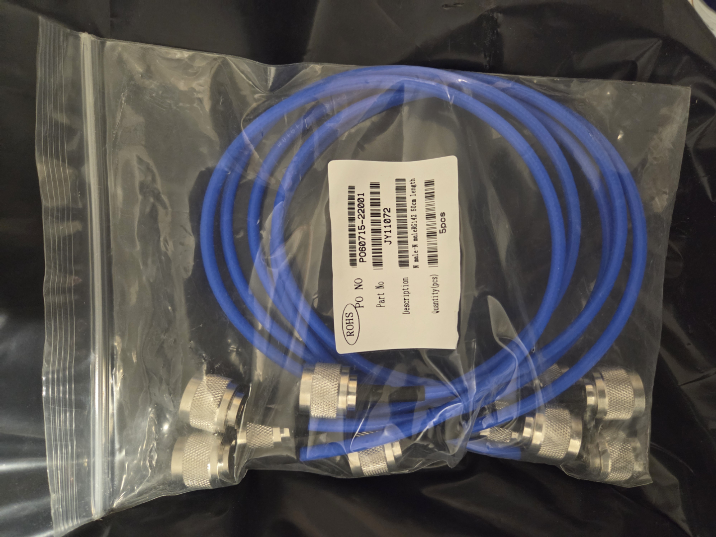 5 x N-Male to N-Male RG142 Coaxial Cables - 50cm