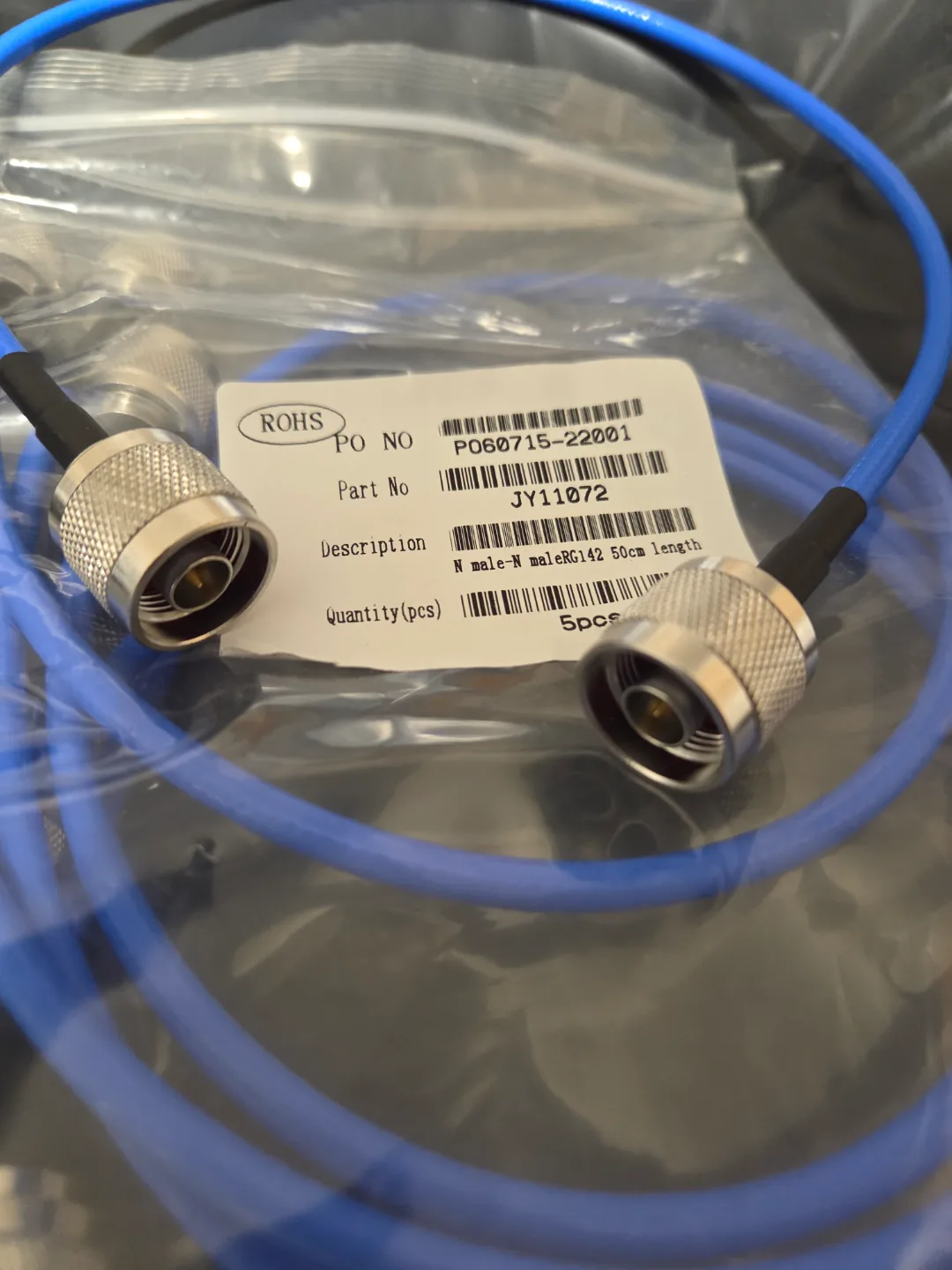 5 x N-Male to N-Male RG142 Coaxial Cables - 50cm image indicator(2)