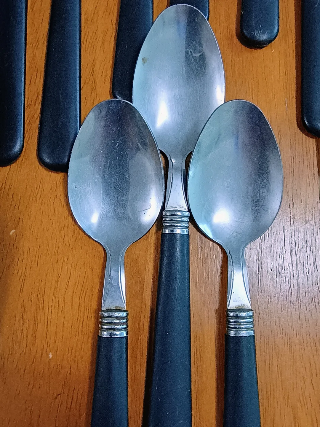 🏒👍 Vintage Stainless Steel Cutlery Set with Black Handles image indicator(3)