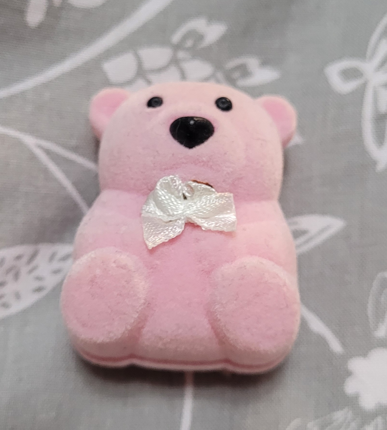 *Vintage* Pink Teddy Bear Ring Box & Pink gem Ring - photo 3