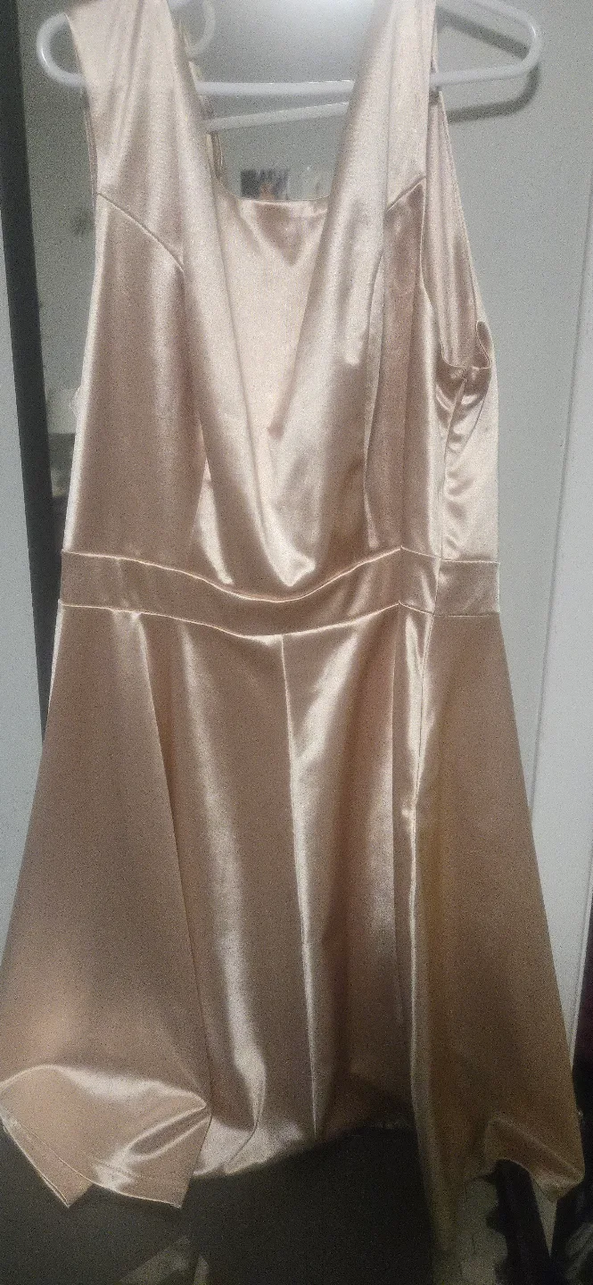 Champagne Gold Satin Dress with Bow Detail thumbnail