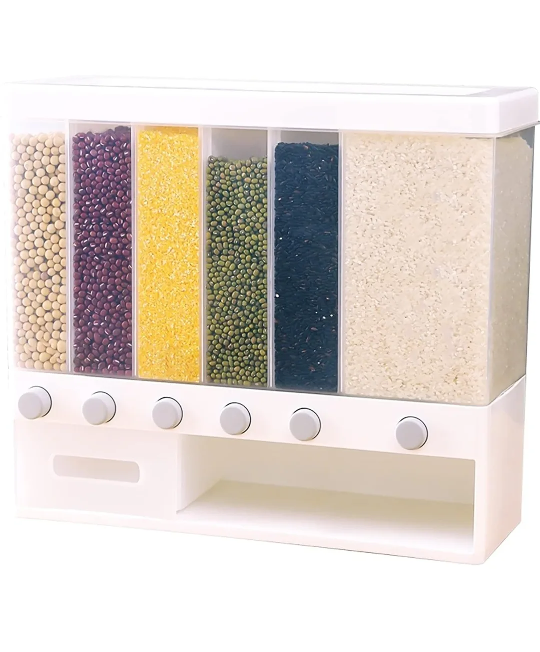 White Dry Food Dispenser with 6 Compartments image indicator(10)