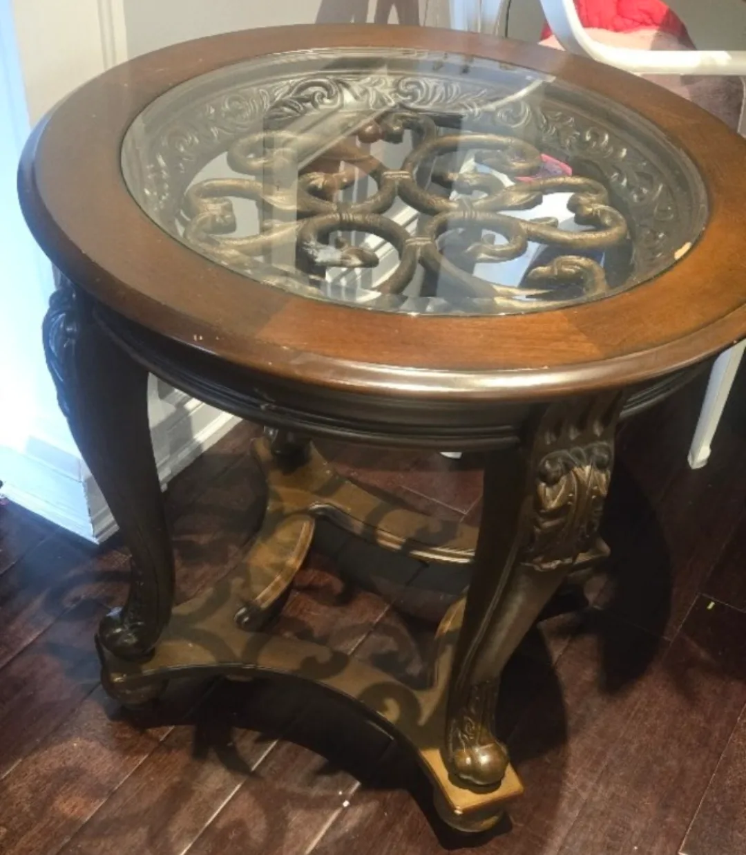 Beautiful Dark Brown Wood Hutch and End Table Set image indicator(2)