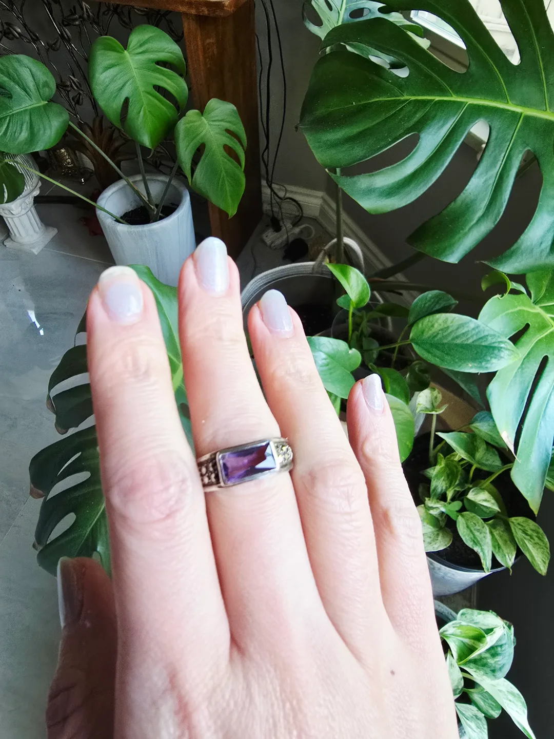 New with tag Amethyst natural gemstone sterling silver ring thumbnail