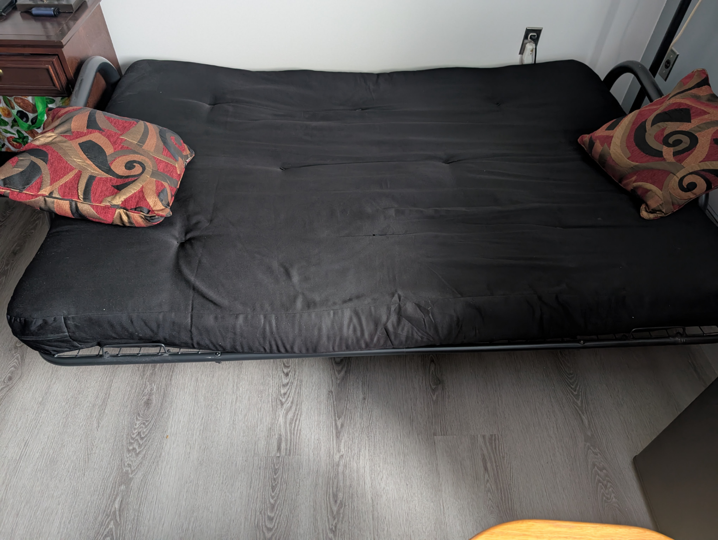 Black Futon with Two Throw Pillows - photo 2