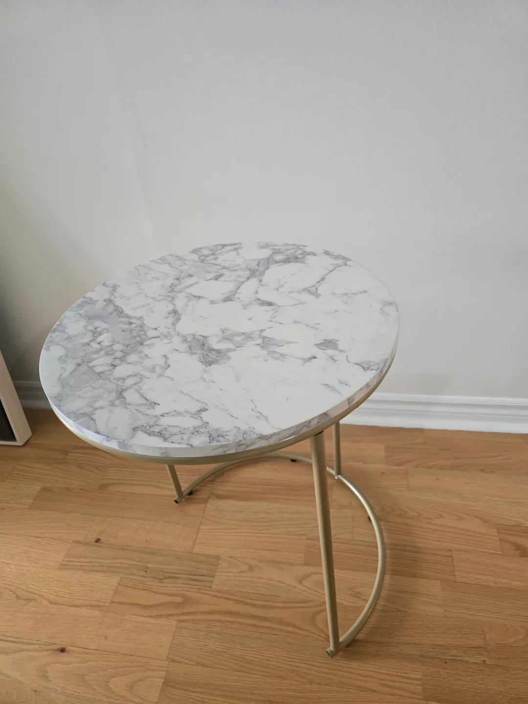 Round Marble-Top Side Table with Gold Legs thumbnail