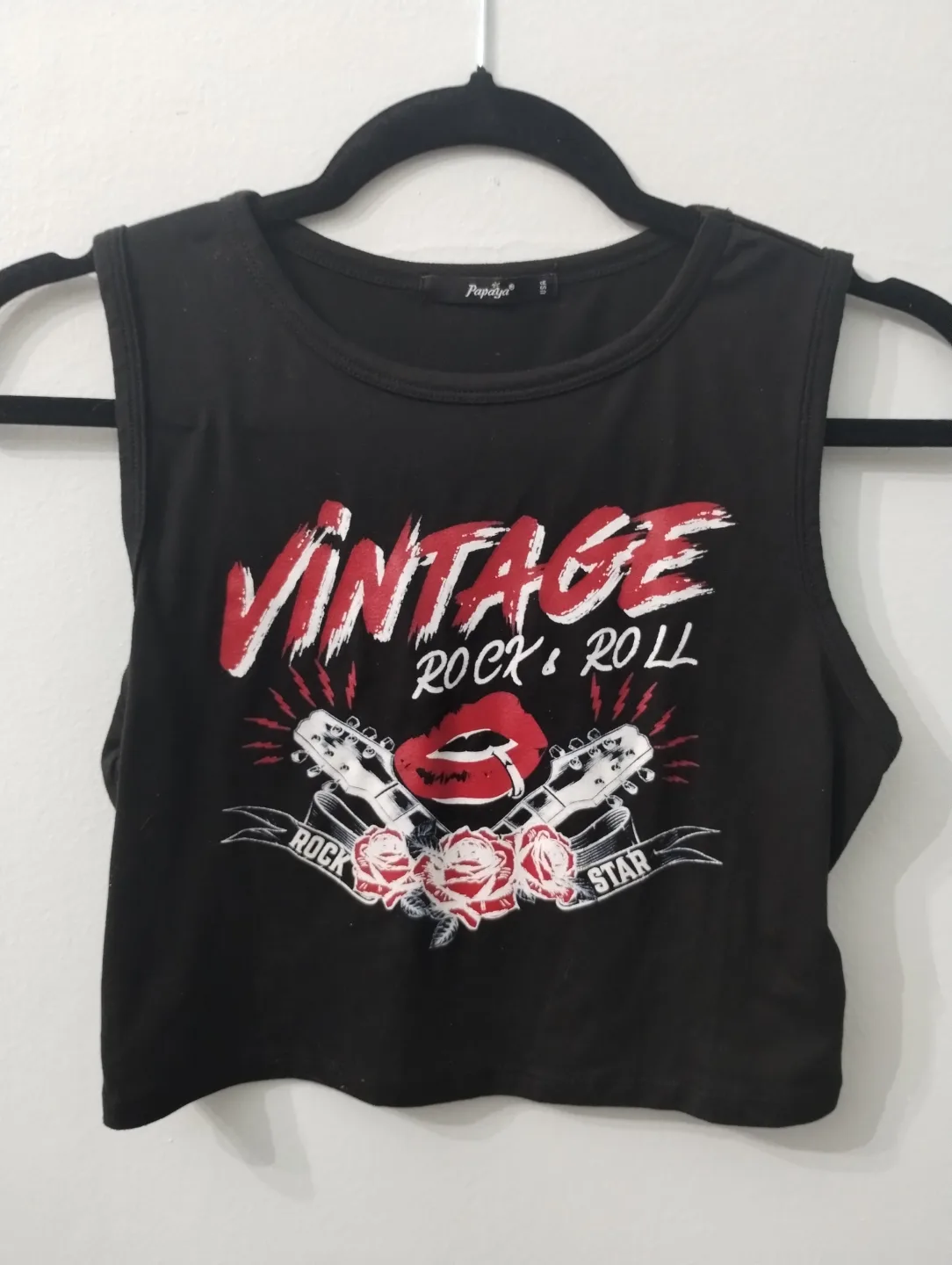 Papaya Vintage Rock & Roll Graphic Crop Tank Top thumbnail