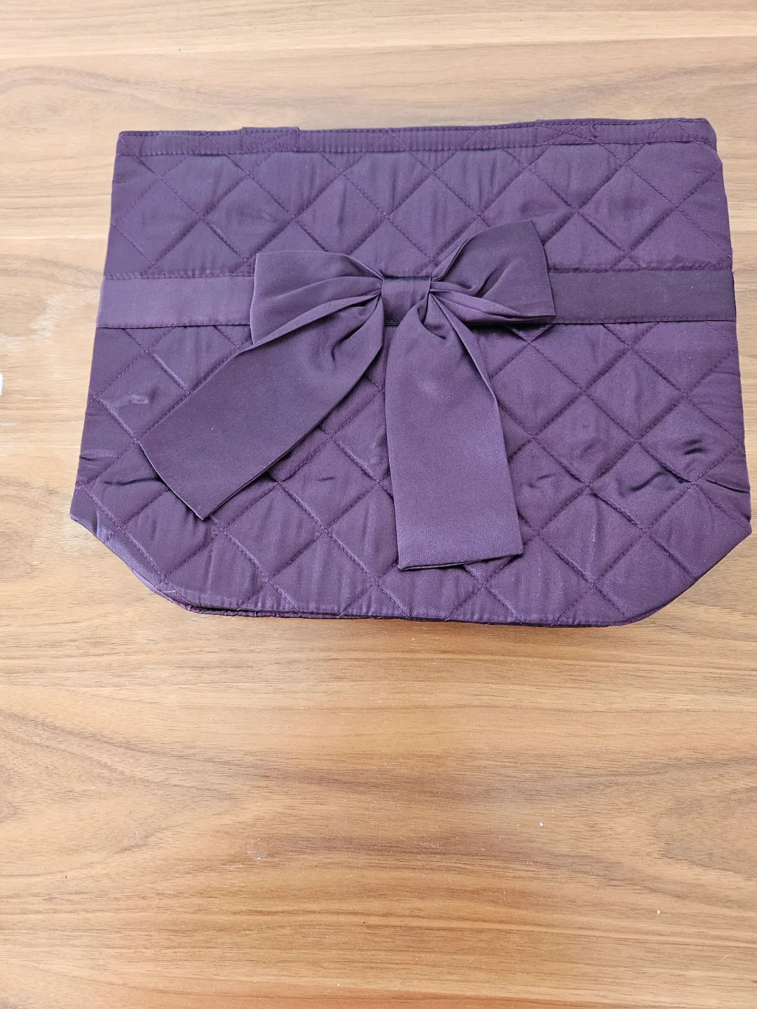 Purple Quilted Tote Bag with Bow