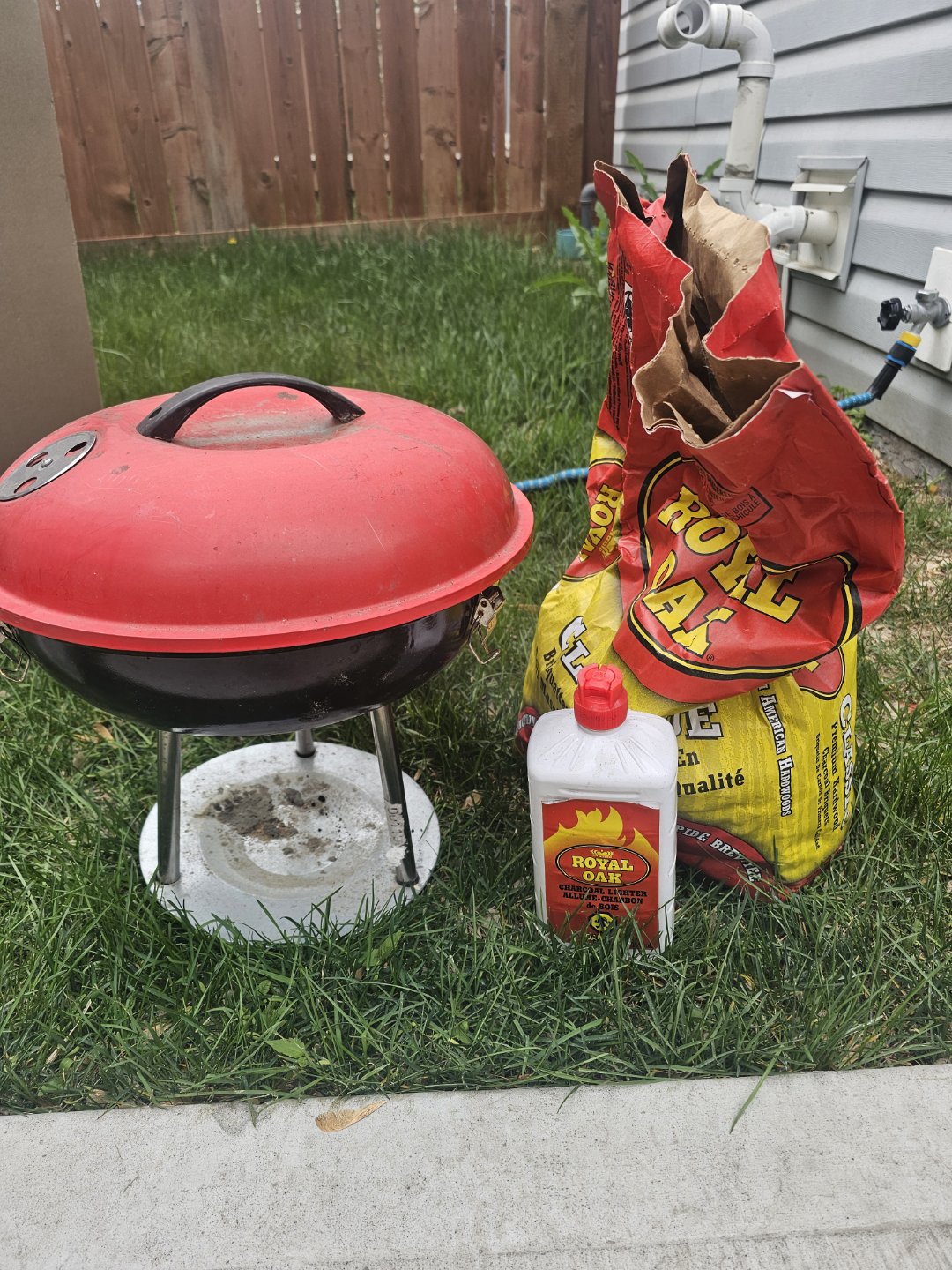 Red Kettle BBQ Grill with Royal Oak Charcoal and Lighter