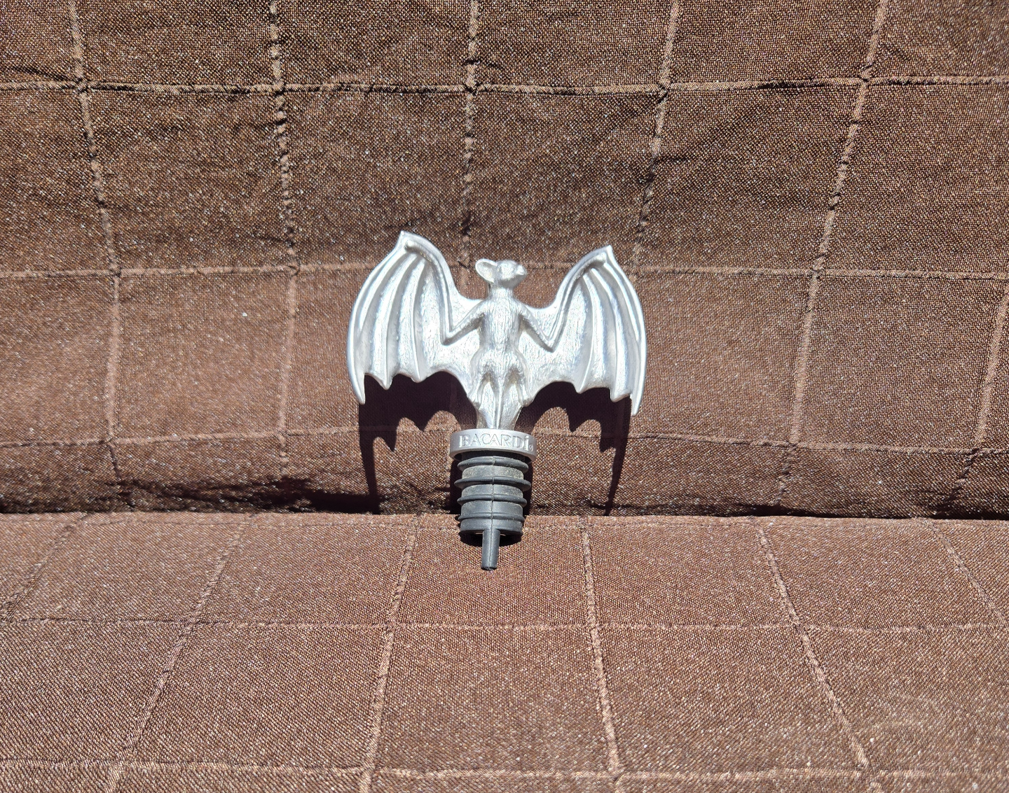 Vintage Pewter Bacardi Bat Bottle Stopper