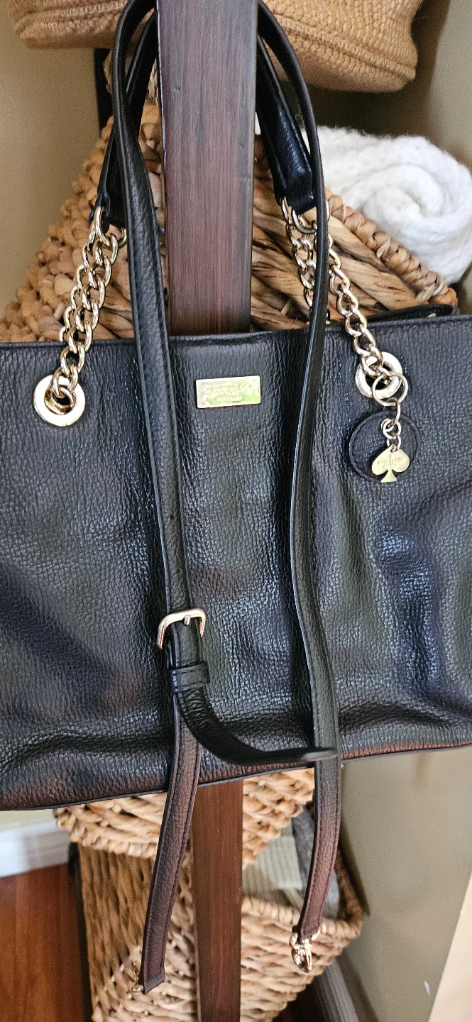 Kate Spade New York Black Leather Tote Bag image indicator(3)