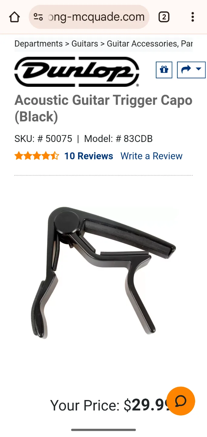 Dunlop Acoustic Guitar Trigger Capo (Black) image indicator(2)