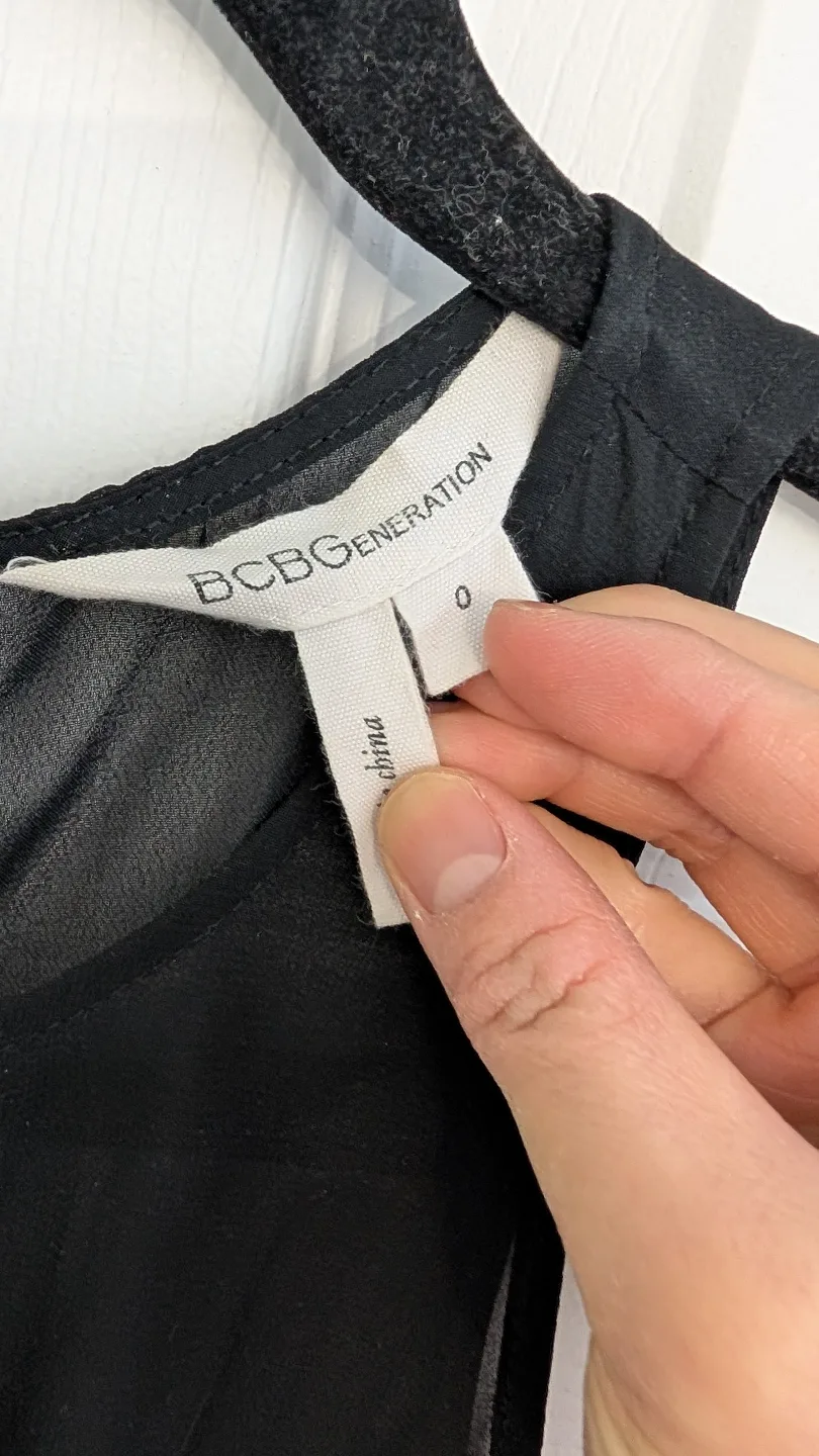 BCBGMAXAZRIA Black Lace Overlay Dress Size 0 image indicator(3)