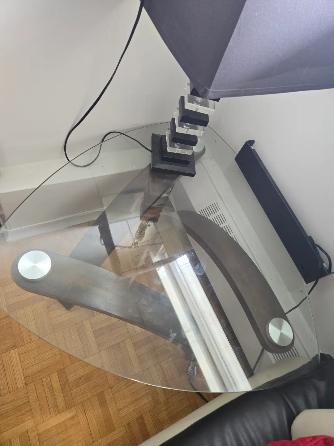 Modern Glass and Wood Accent Table thumbnail