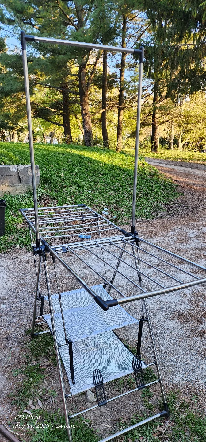 Stainless Steel Clothes Drying Rack with Shelf thumbnail
