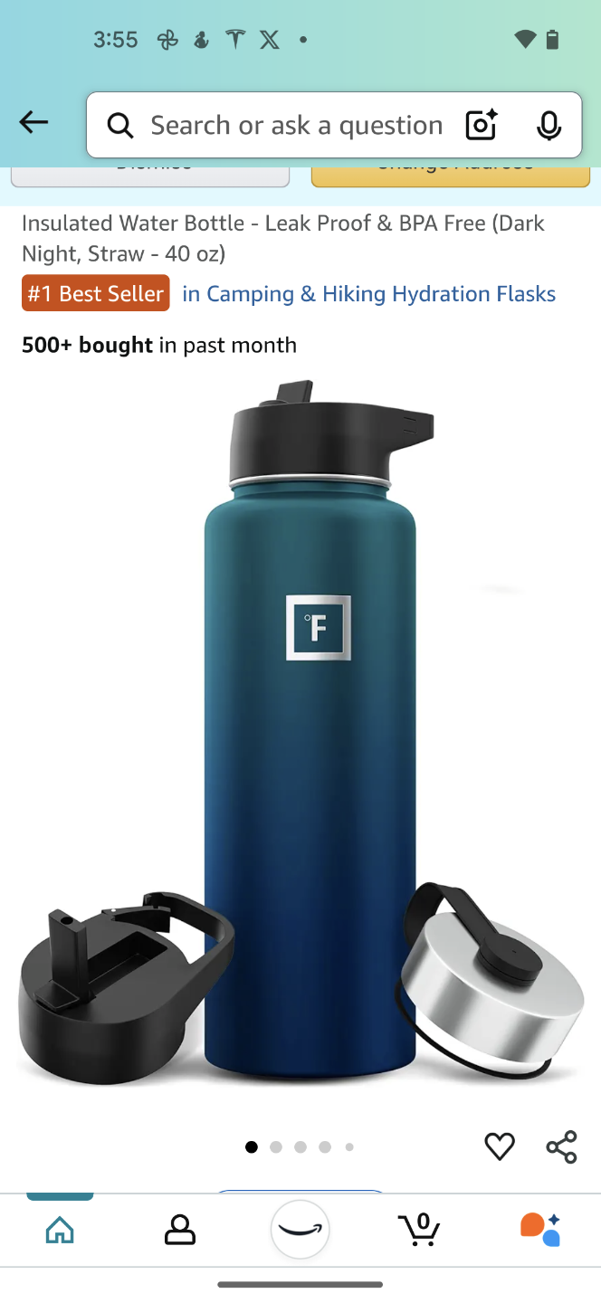 40 oz Insulated Water Bottle - Leakproof & BPA Free