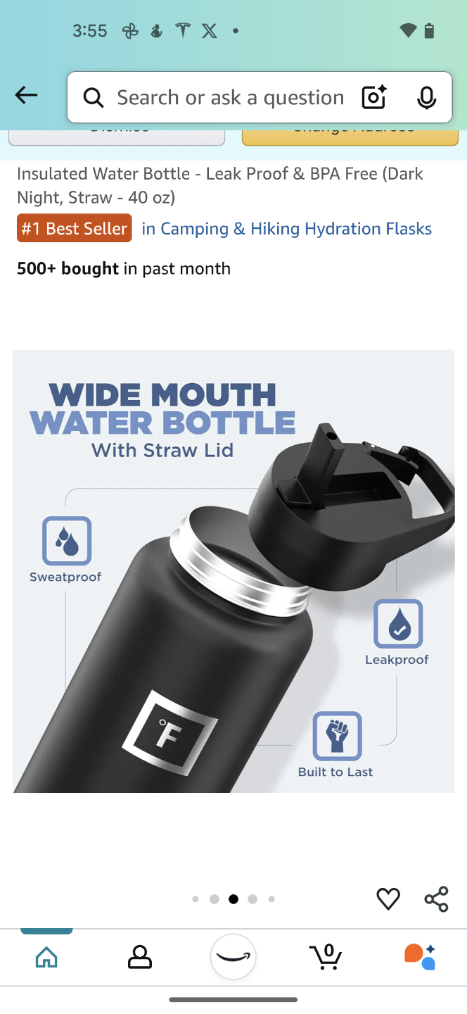 40 oz Insulated Water Bottle - Leakproof & BPA Free - photo 2