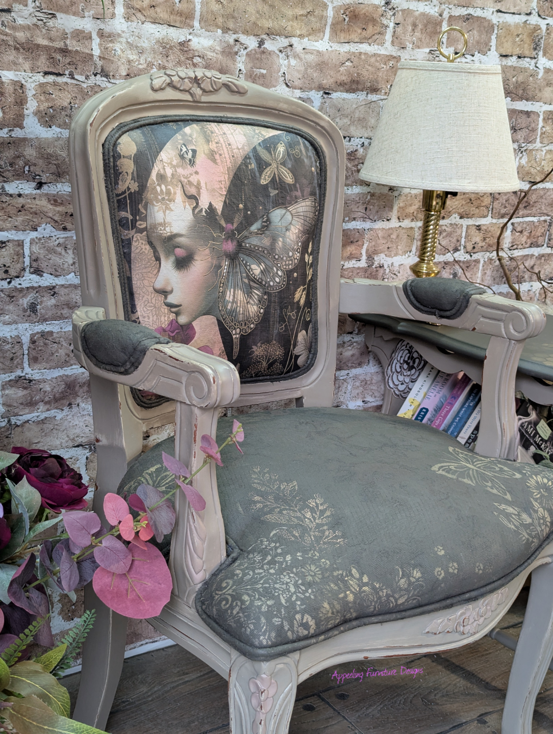 Refurbished Matching Accent Chair & Side Table Set - photo 2