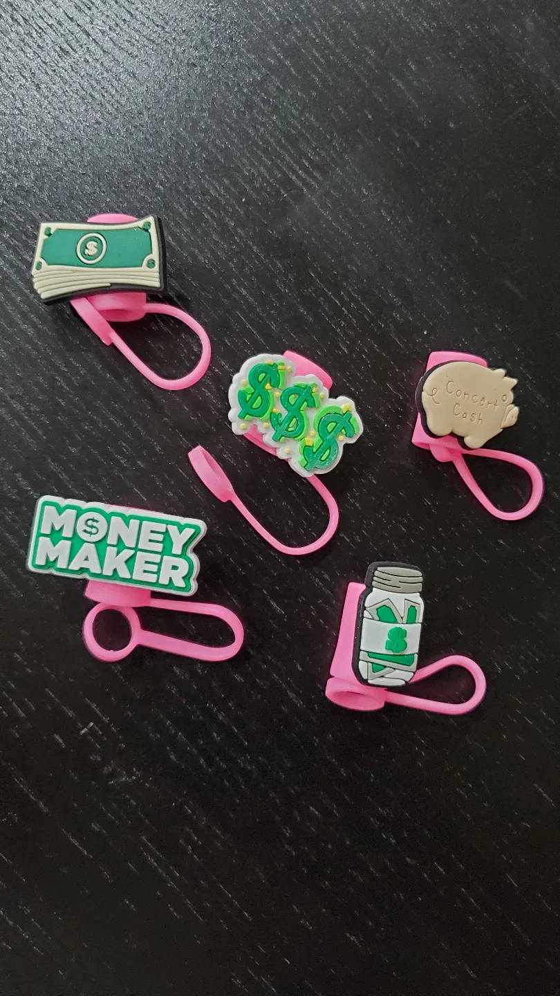 Set of 5 Cute Money-themed Silicone straw Covers image indicator(2)