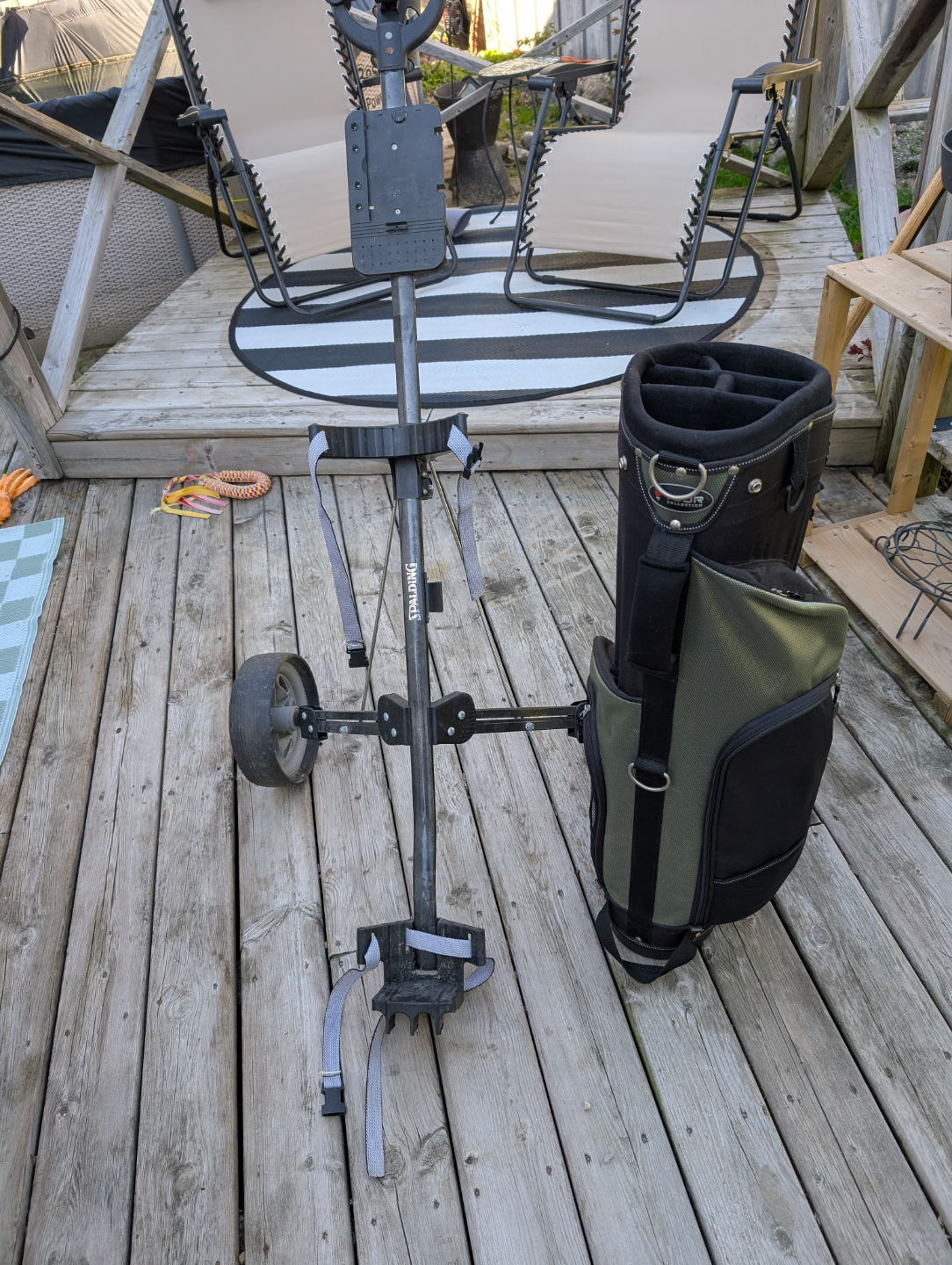 Used Spalding Golf Push Cart with Bag
