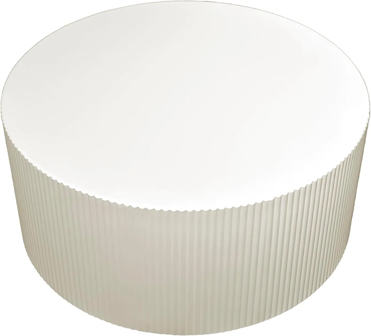 Minheola Modern Beige Round Coffee Table with Fluted Wave Design image indicator(9)