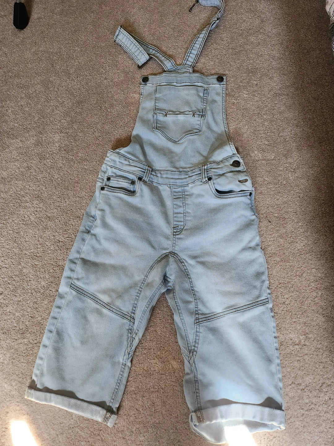 Girls Light Wash Denim Overalls thumbnail