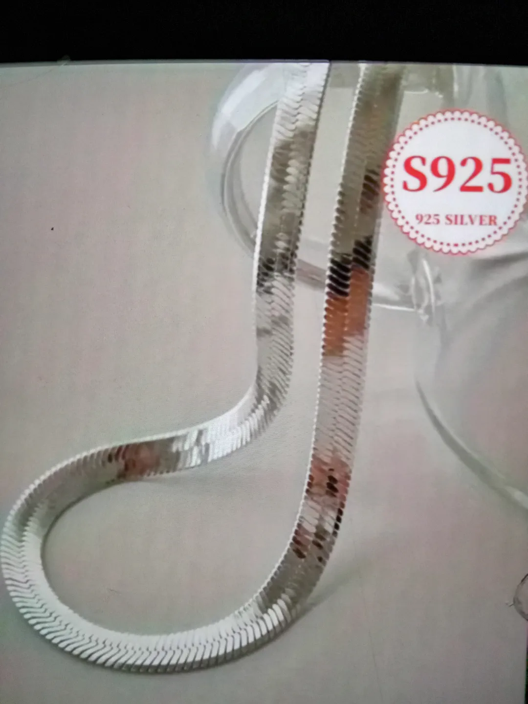Silver Herringbone Necklace - 925 Sterling Silver thumbnail