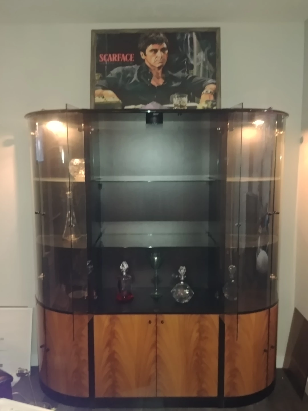 Mid-Century Modern Curved Glass Display Cabinet