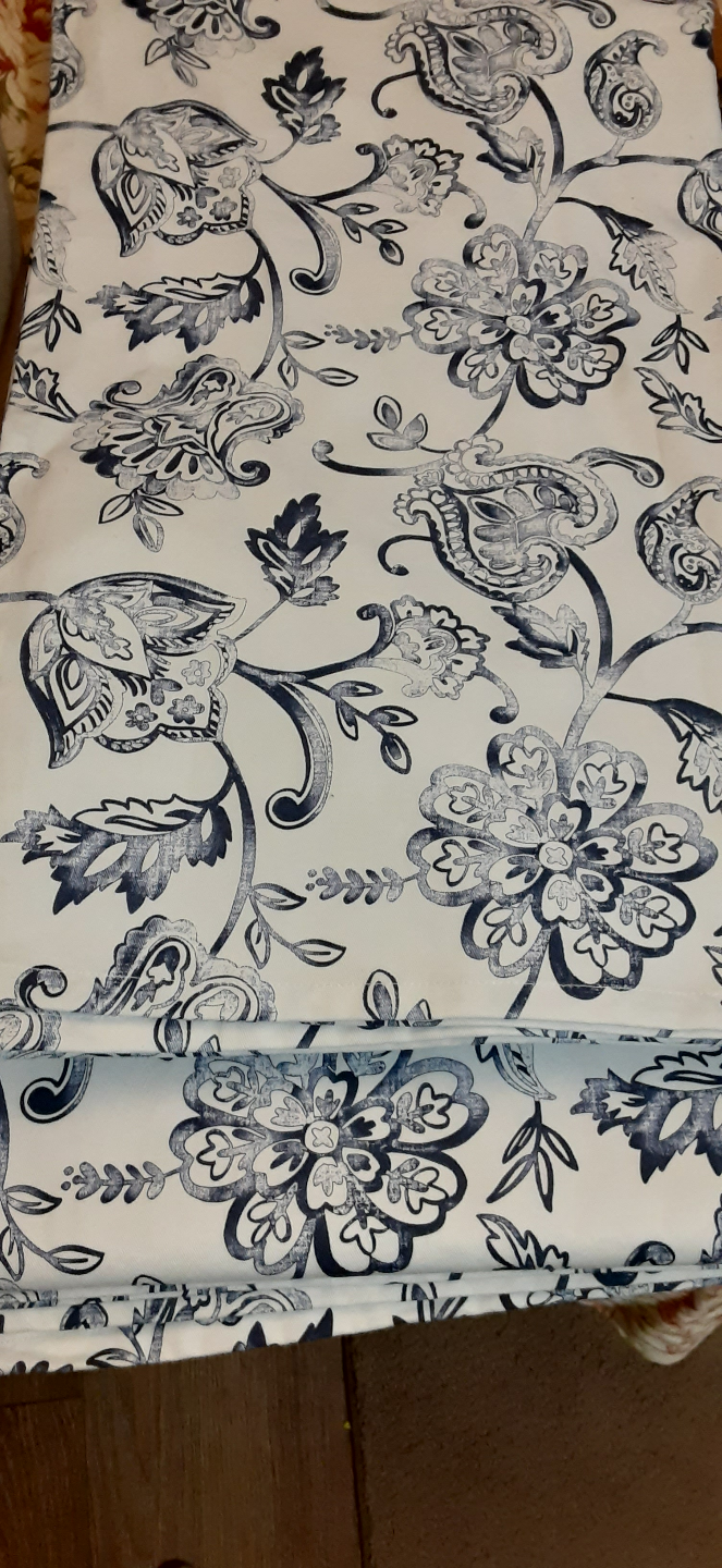 Blue and White Floral Fabric Panel