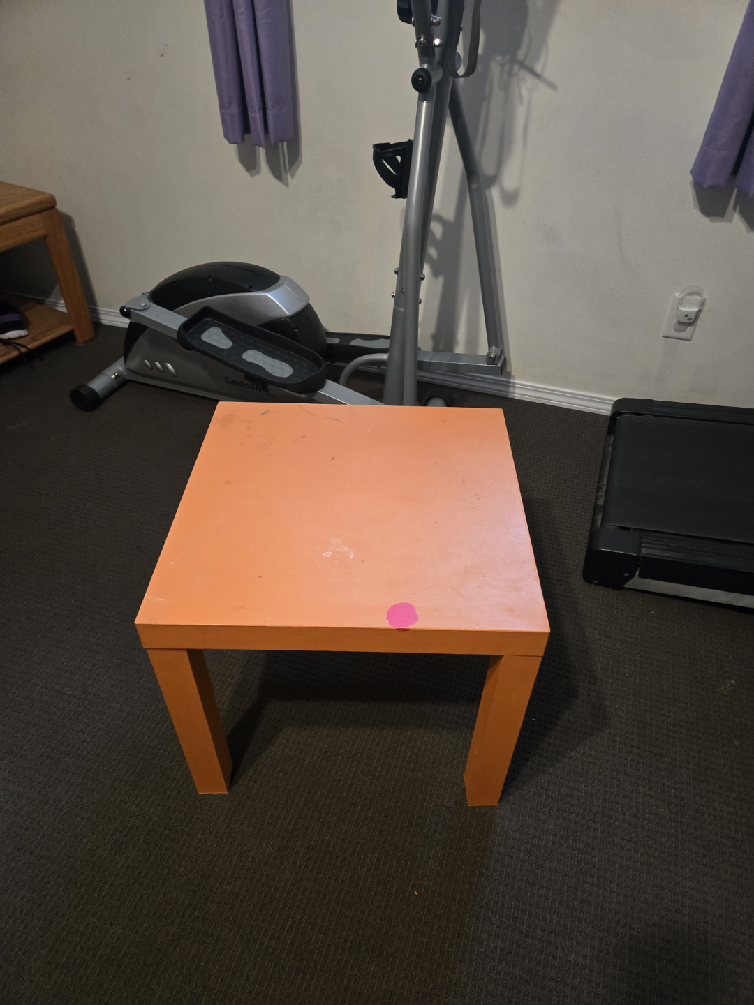 Two White Storage Ottomans and Orange Side Table - photo 2