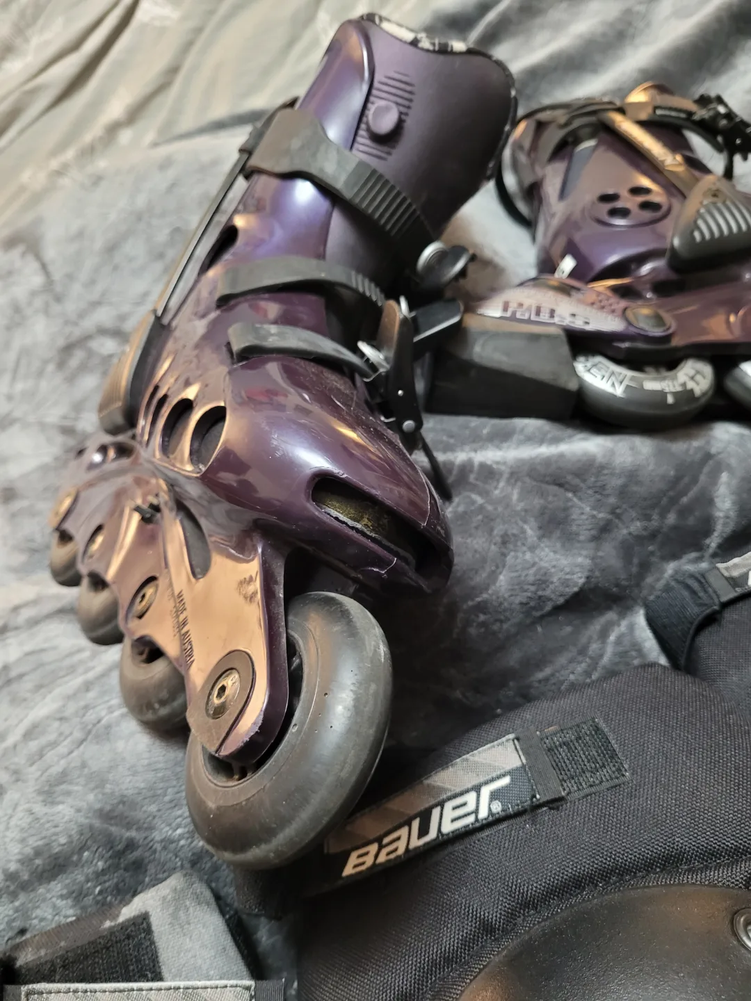 Vintage Roller Blades with Bauer Protective Gear image indicator(9)