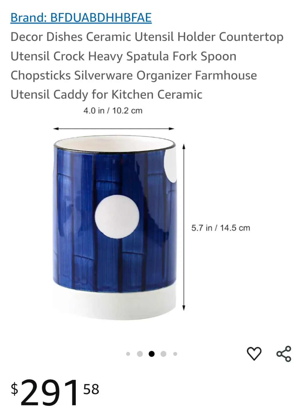 Blue and White Ceramic Utensil Holder🧡 image indicator(4)