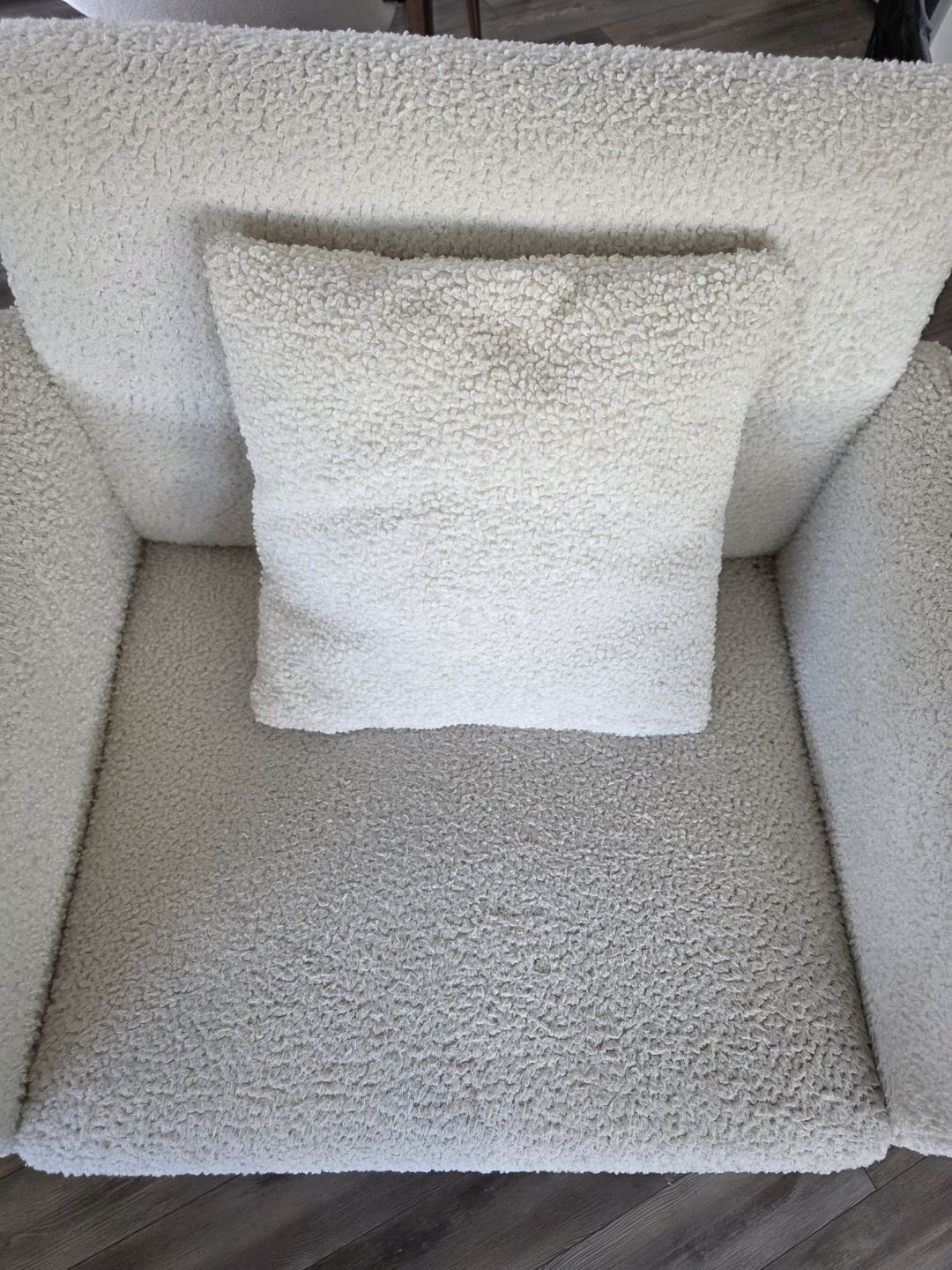 Off-White Sherpa Accent Chair with Gold Legs - photo 2