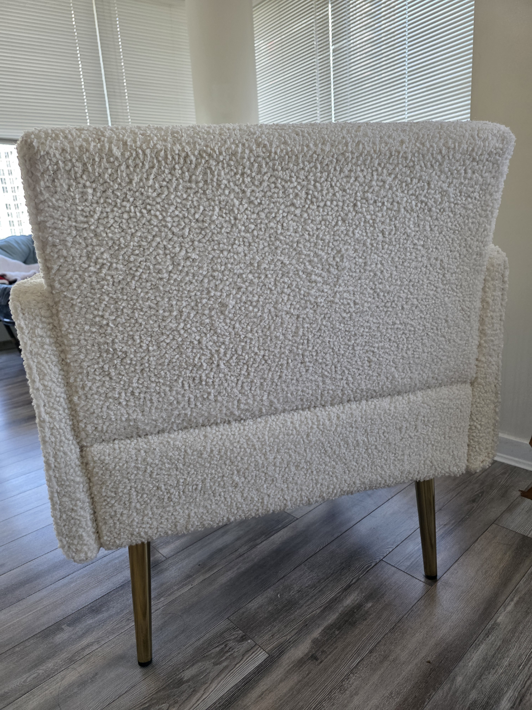Off-White Sherpa Accent Chair with Gold Legs - photo 4