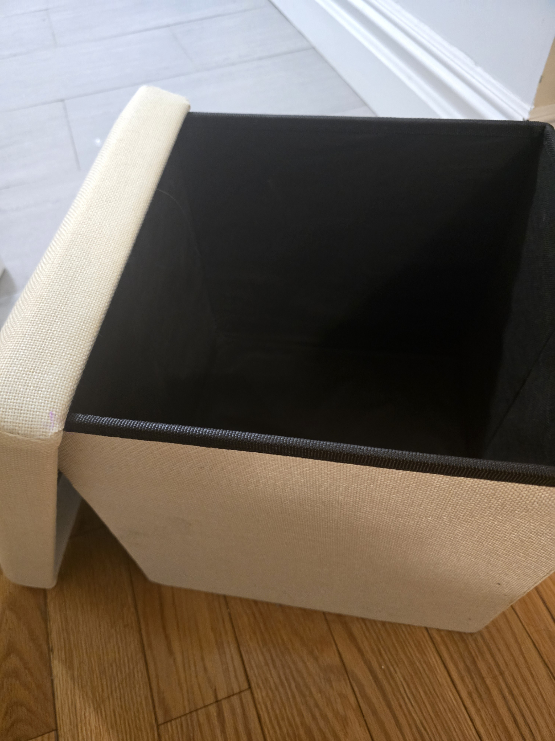 Beige Fabric Storage Ottoman - photo 2