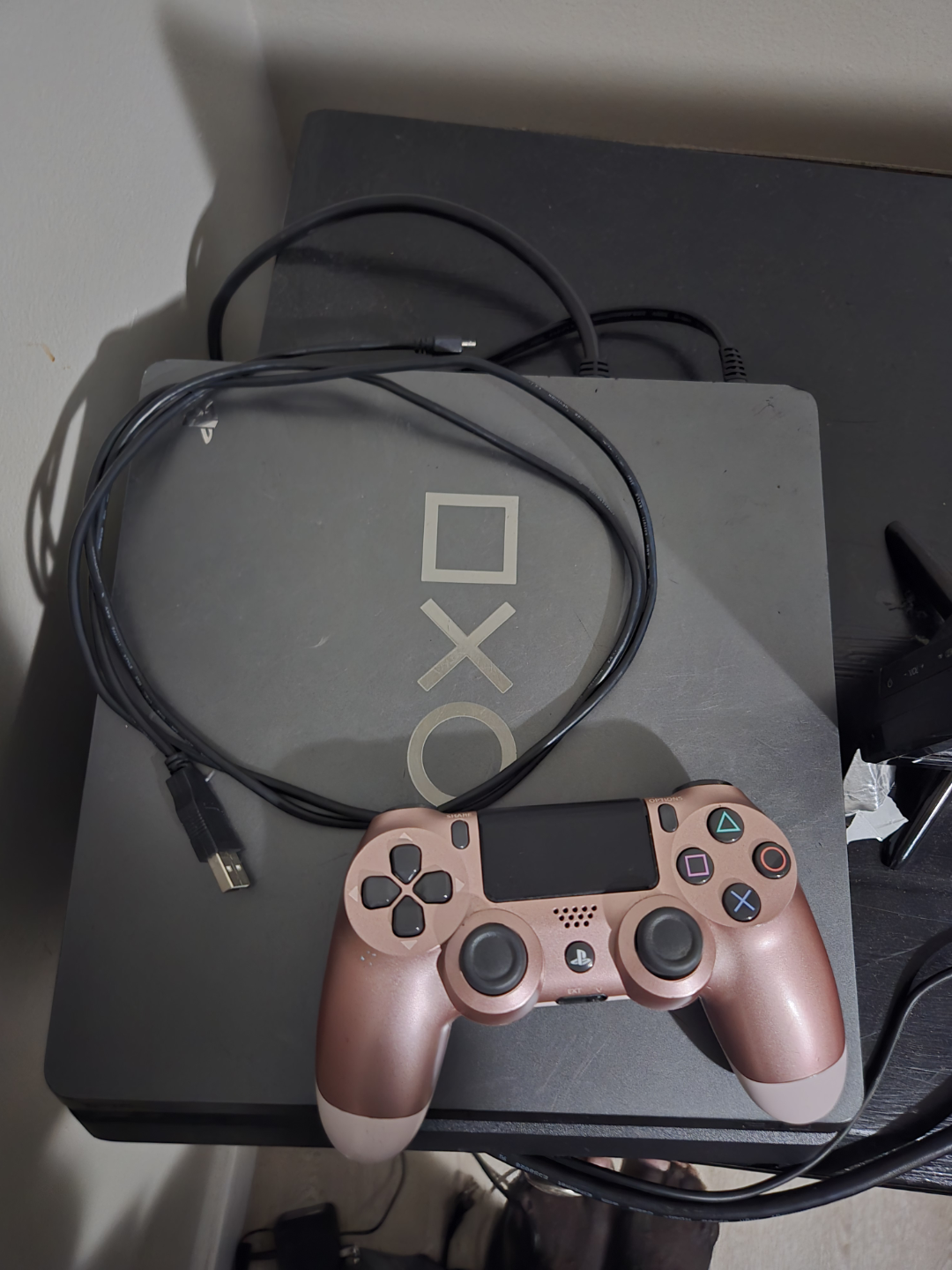 PS4 Slim Console and Rose Gold Controller