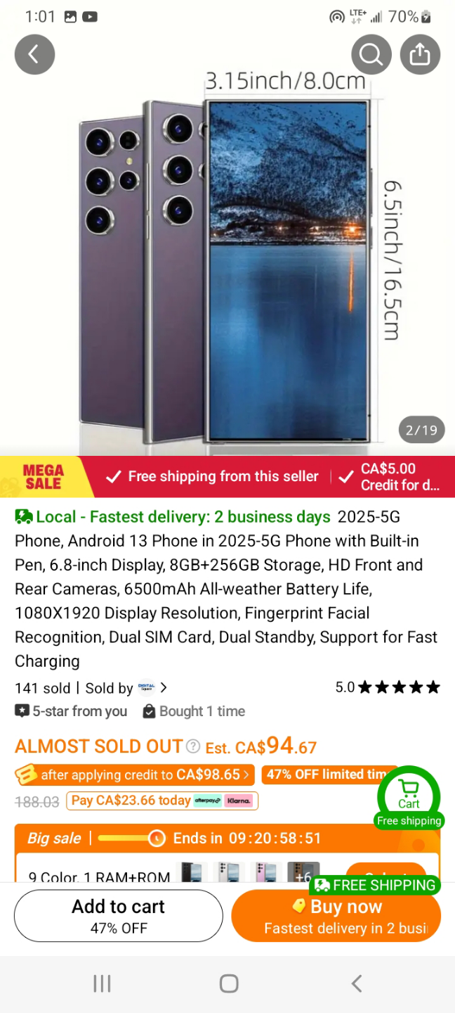 2025-5G Android Phone, 6.8-inch Display, 8GB+256GB, 6500mAh - photo 4