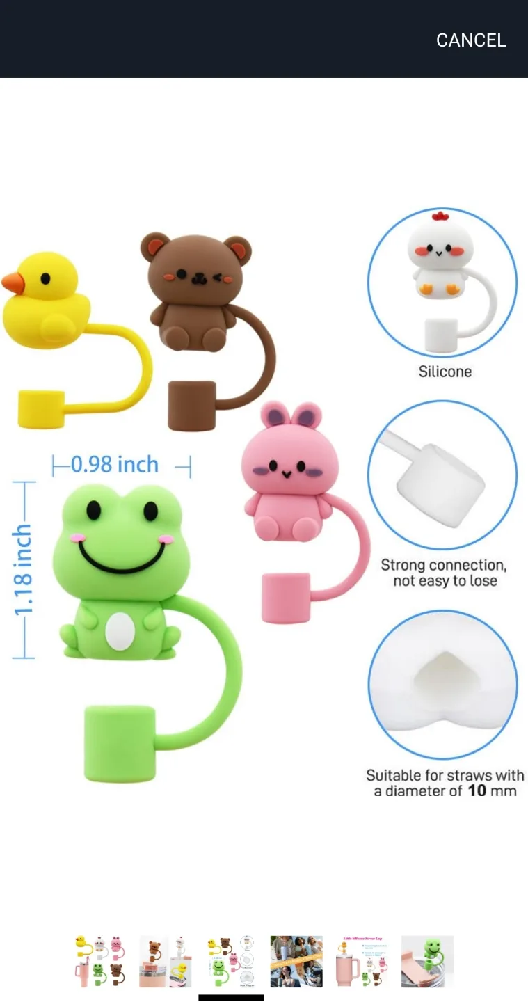 Cute Animal Straw Cover Cap image indicator(5)