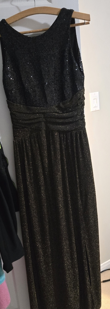 wedding dress Sequined Black and Gold Maxi Dress